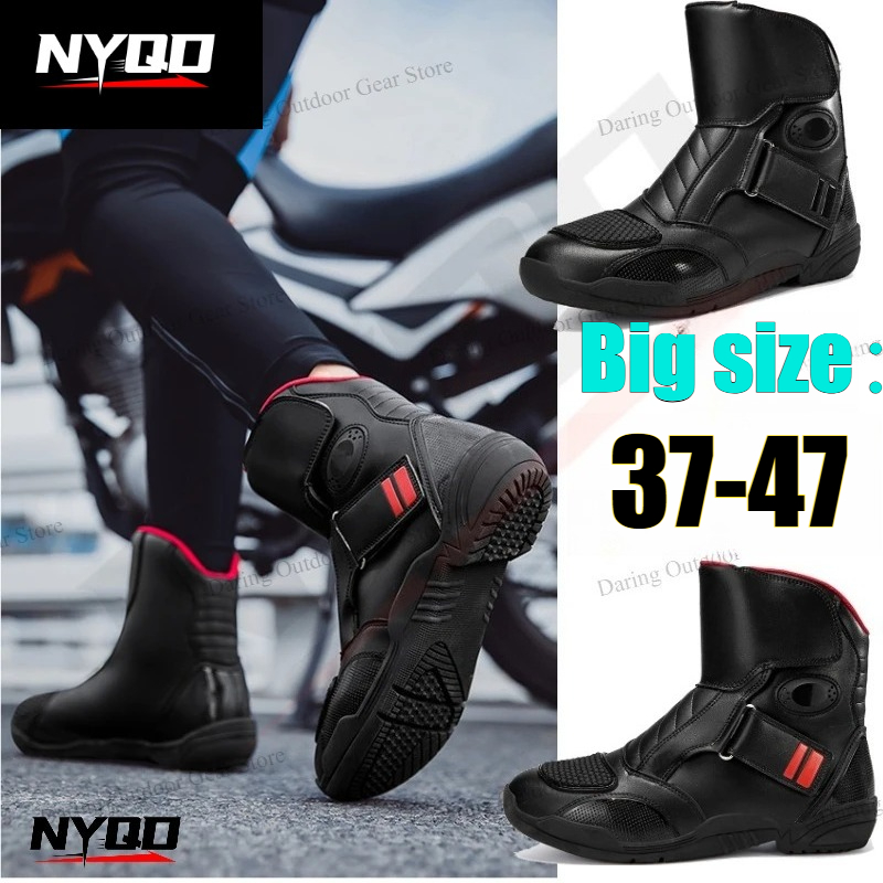 Motorcycle Gear Plus Size Women - オートバイブーツライディングシューズ男性女性耐候性防水レーシングショートブーツアドベンチャーツーリング耐摩耗性保護具