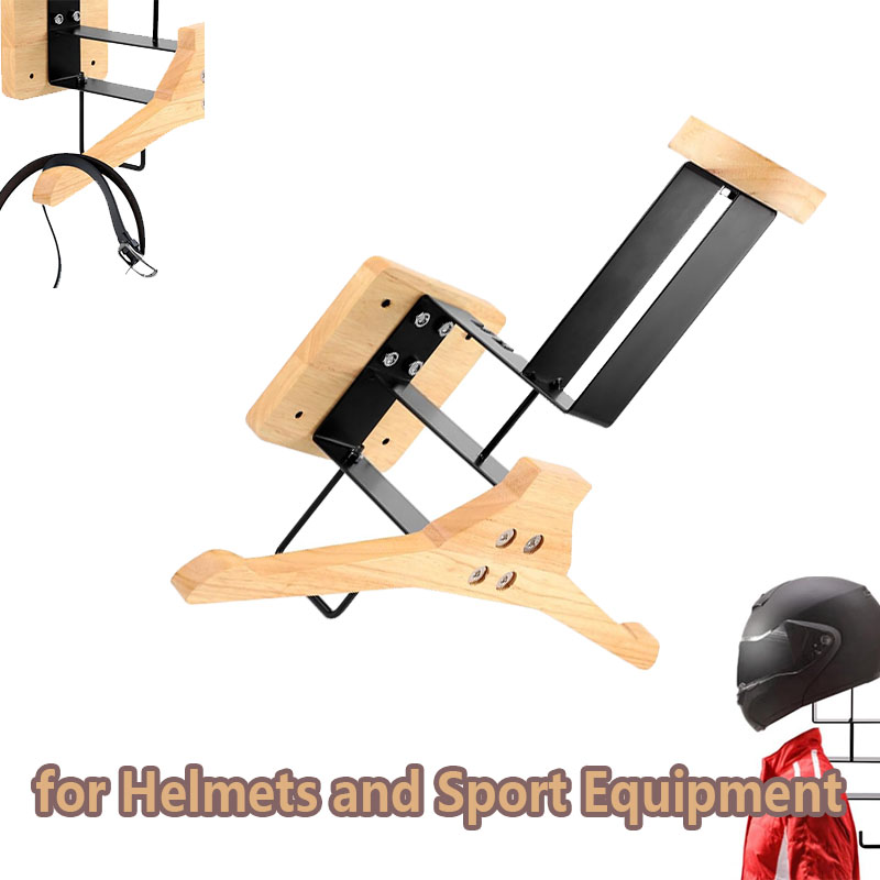 木製オートバイヘルメットホルダー壁掛けフックディスプレイラッ - Motorcycle Gear Holder のレビューと価格