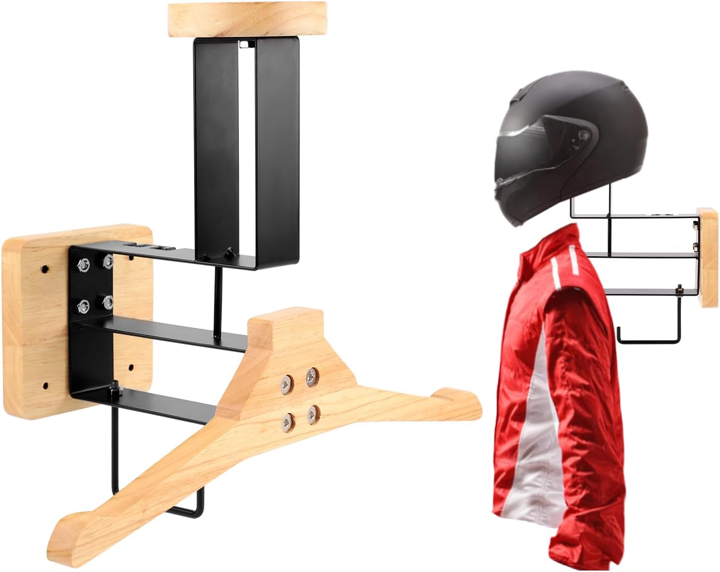 ​ オートバイヘルメットホルダー壁掛け木製ハンガーフックヘル - Motorcycle Gear Holder のレビューと価格