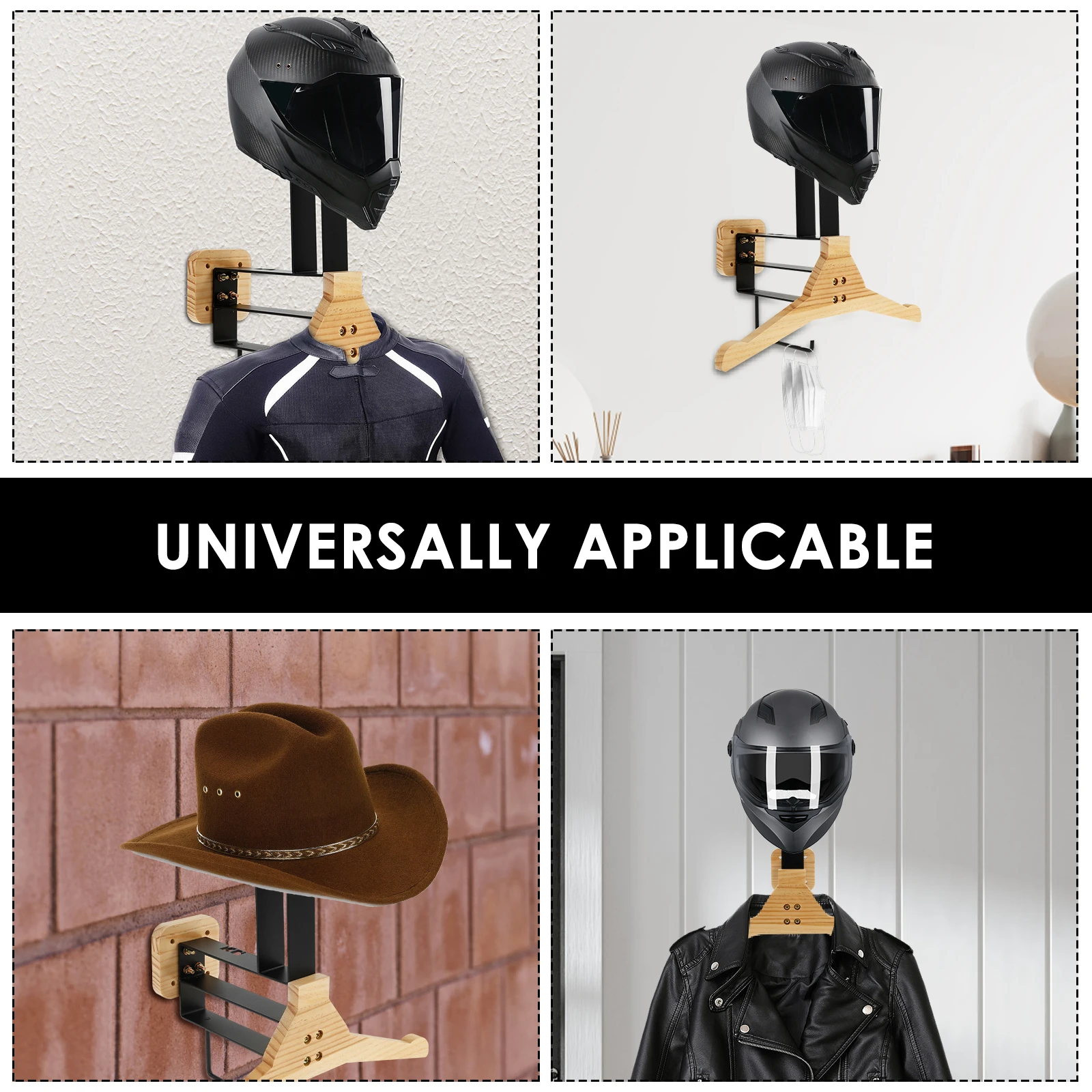 オートバイヘルメットラック 木製ベストヘルメット壁掛けスタン - Motorcycle Gear Holder のレビューと価格