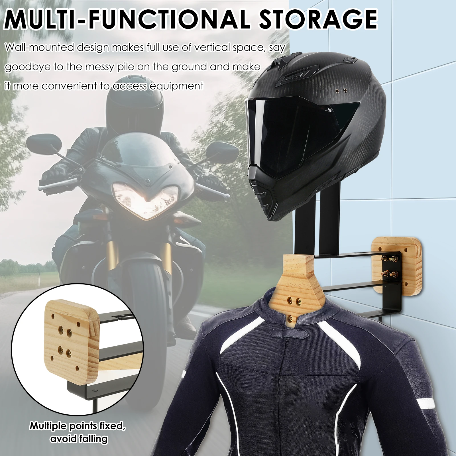 オートバイヘルメットラック 木製ベストヘルメット壁掛けスタン - Motorcycle Gear Holder のレビューと価格